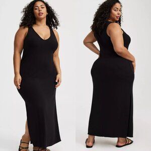 NWT Torrid 2 Black Side Slit Column Maxi Dress 2X 18 20